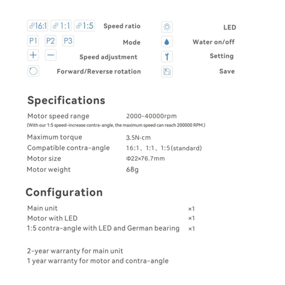 Woodpecker M2 Pro built-in Electric Motor